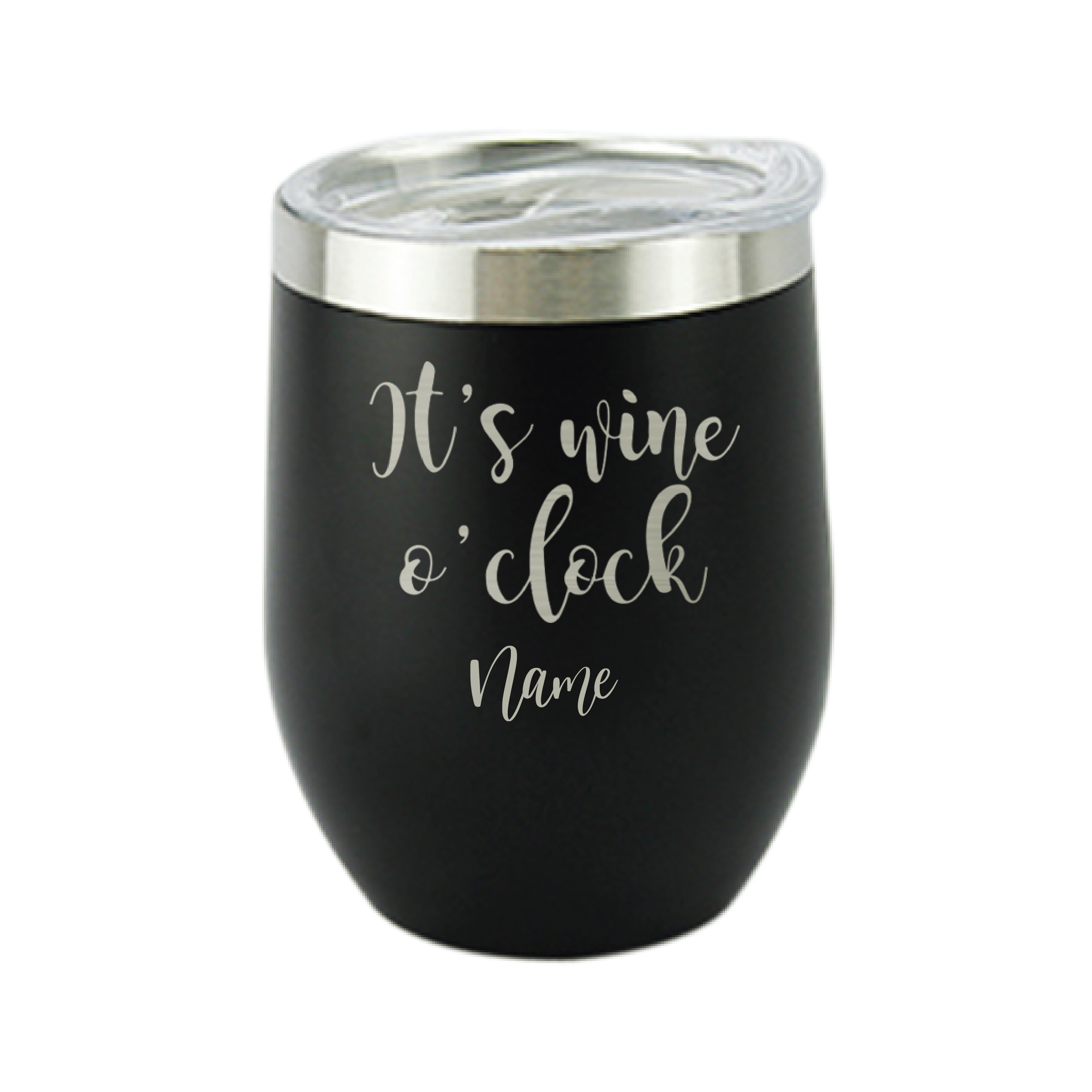 It's Wineó Clock Black, Personalised Insulated, Stainless Steel Tumbler with Lid